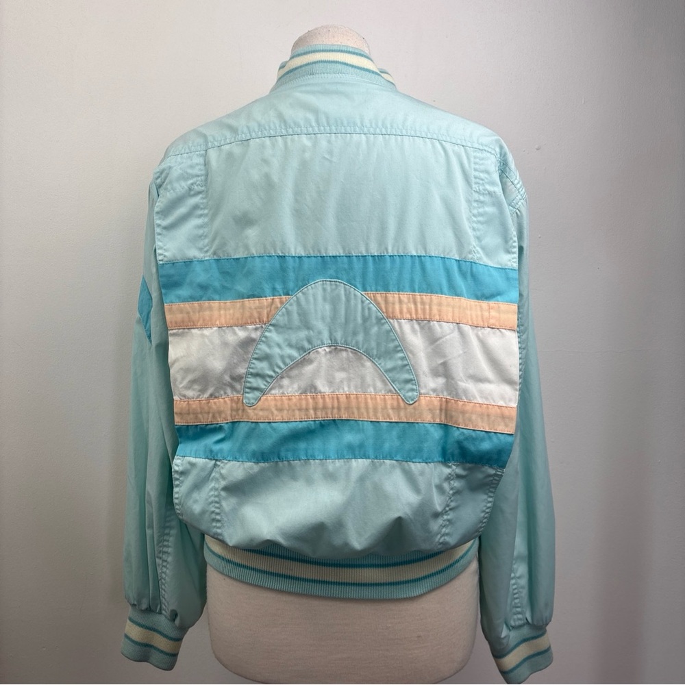 Vintage 80s Sergio Valente Aqua Windbreaker Bomber Jacket Women’s M Geometric